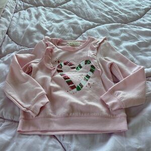 btween Pink Sweatshirt with Candy Cane Heart